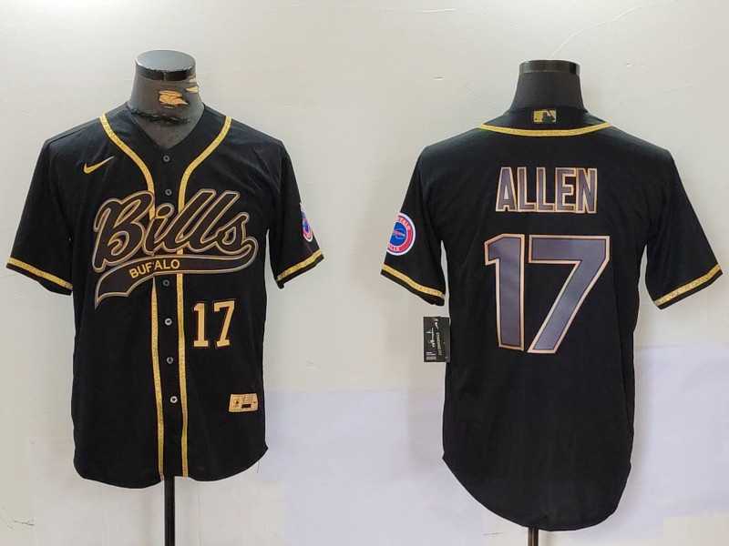 Men%27s Buffalo Bills #17 Josh Allen Black Cool Base Stitched Baseball Jersey